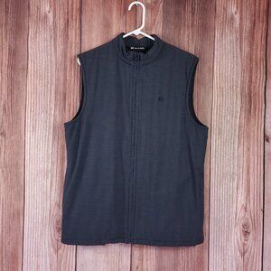 Travis Mathew Golf Vest Mens Size Medium Microplaid Full Zip Gray 1MU365